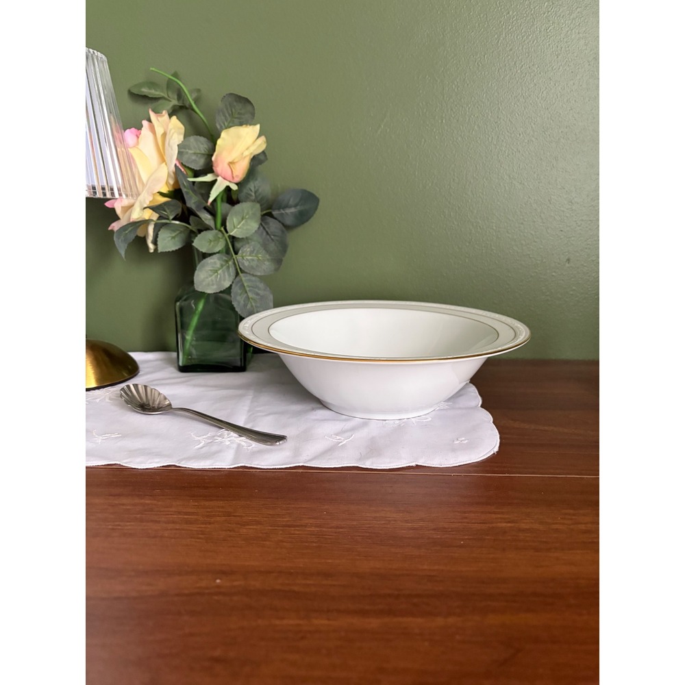 Noritake Lockleigh Rimmed Bowl, Ivory China, Gold Trim